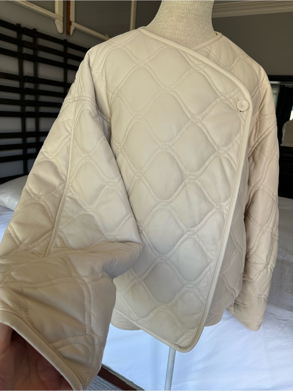 A.L.C. Quilted Cream Bomber Jacket, size XL - Picture 9 of 17